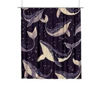 Purple Shower Curtains 200x200 cm, Shower Curtain Whale Pattern with 12 Metal Curtain Hooks, Bathroom Curtains Waterproof, Weighted Hem Quick Dry Washable for Wet Room Decor, Gifts for Women D-73