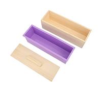 Purple Silicone Soap Loaf Mold with Wooden Box and Lid, Flexible DIY Soap Making Kit for Homemade Soap, Small Loaf Mold for Beginners, Compatible with Microwave Freezer