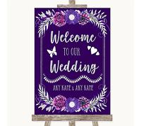 Purple & Silver Collection Purple & Silver Welcome to Our Wedding Wedding Sign