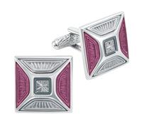 Purple/Silver Square Cufflinks - Onyx Art CK568 Men's Gift Cufflinks In Premier Life Packaging