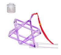 Purple Singing Pyramidal Resonator Crystal, Clear Quartz Crystal Singing Bowl with Striker & Carrying Bag & Rope, Hangable Sound Healing Instruments for Meditation(7inch)