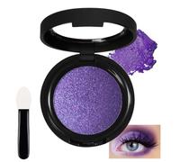 Purple Single Eyeshadow, Pressed Powder Metallic Eyeshadows, Pearlescent Highly Pigmented Eye shadow, Waterproof Long-lasting Shimmer Eye Shadows With Mirror Brush, Cool Eye Make up