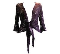 Purple size 12/14 Sparkly Sequin Lace Front Tie Evening Bolero Shrug