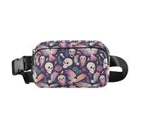 Purple Skull Phoenix Fashionable Waist Pack Crossbody Bag for Women Men Small Belt Bag with Adjustable Strap for Workout Running Hiking, Purple skull phoenix, One Size