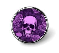 Purple Skulls And Roses Badge Holder Exquisite Round Badge with Picture Pin DIY Button Badges Personalized Metal Button Pin Fashion Brooch Crafts Gifts Clothes Decorative Pins