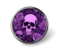 Purple Skulls And Roses Badges Pin, Personalized Exquisite Round Badge, 1 Inch Button Pins for Women And Men, Decorative Metal Round Brooch for Clothing, Backpacks, And Hats