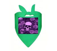 Purple Skulls and Roses Dog Bandana Cute Soft Triangle Bibs Washable Kerchief Adjustable Dog Scarf Puppy Neckerchief Stylish Handkerchief Pet Bandana Pet Scarfs for Small Dogs Cat Pet Green-Style