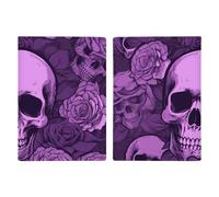 Purple Skulls And Roses Passport Holder for Women Men PU Leather Passport Travel Wallet with Multiple Pockets