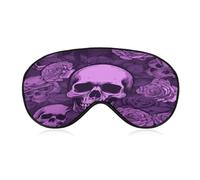 Purple Skulls and Roses Sleep Mask for Women Men Soft Breathable Eye Masks Light Blocking Sleeping Mask for Side Sleeper Eye Cover Night Blindfold Sleep Shade Cover for Sleeping Travel Nap