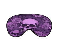 Purple Skulls and Roses Sleeping Mask Sleep Mask for Side Sleeper Relaxing Zero Pressure Night Blindfold Light Block-Out Eye Mask for Sleep with Easy Adjustable Strap