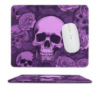Purple Skulls and Roses Stitched Edge Mouse Pad