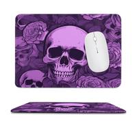 Purple Skulls and Roses Stitched Edge Mouse Pad