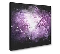 Purple Sky Behind the Winter Trees Paint Splash Canvas Print | Gallery Wrapped 30mm Frame Wall Art | 20x20 inches | Ready to Hang | Modern Landscape Picture | Living Room Bedroom Lounge Office