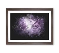 Purple Sky Behind The Winter Trees Paint Splash Modern Art Framed Print | A3 Walnut Framed Wall Art | Ready to Hang | Modern Floral Picture | Living Room Bedroom Lounge Office