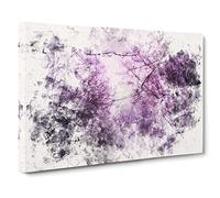 Purple Sky Behind The Winter Trees Watercolour Modern Canvas Wall Art Print Ready to Hang, Framed Picture for Living Room Bedroom Home Office Décor, 30x20 Inch (76x50 cm)