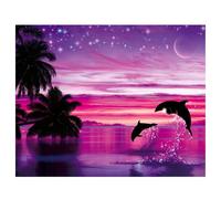 Purple Sky Dolphin Diamond Painting Kits,DIY 5D Diamond Art Painting Kit Full Square Drill,50x70cm Gem Art Embroidery Cross Stitch Canvas Painting by Numbers Adults Kids Living Room Bedroom Wall Decor