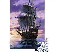 Purple Sky-Pirate ShipJigsaw Puzzles 1000 Pieces for Adults Puzzle Educational Games