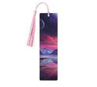Purple Sky Planet Wood Bookmark for Book Lovers Birthday Teachers Gift, Handmade Craft Book Marks Ornaments with Tassel Exquisite Reading Page Markers for Men Women