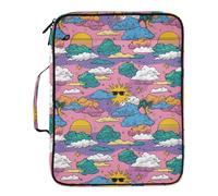 Purple Sky Sun Cloud Moon Cartoon Folder with Dividers 7 Pockets A4 Letter Size with Zipper Closure for Home Office Travel File Organizer carpeta de