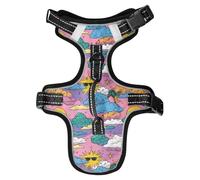 Purple Sky Sun Cloud Moon Cartoon Reflective Dog Vests for Large for Kitten Night Walking Cute Dog Vest for Walking Chaleco para perro