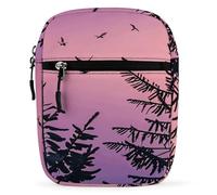 Purple Sky Trees And Birds Oxford Cloth Ammo Crossbody Shoulder Bag Medic Bag Classic Small Messenger Crossbody Bag Unisex Classic Canvas Shoulder Bag for Women, Bookbag for Work