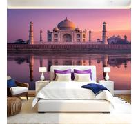 Purple Sky Wall Mural 250 x 180 cm Sunset Buildings Non-Woven Art Print Wallpaper Mural for Walls Living Room Bedroom TV Background Boys Girls Kids Rooms Decoration