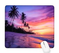 Purple Small Mouse Mat 10.24×8.27×0.12 inch,2026 New Year Gaming Mousepad Beach Mini Desk Pad with Non-Slip Base and Stitched Edge,for Wireless Mouse,Laptop,Office Home,Washable,Roll-up,Gift Men D-660
