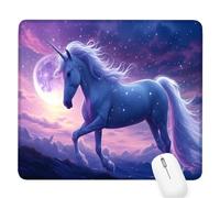 Purple Small Mouse Mat 10.24×8.27×0.12 inches,2026 New Year Gaming Mousepad Unicorn Mini Desk Pad with Non-Slip Base and Stitched Edge,for Wireless Mouse,Laptop,Office Home,Gift for Men/Woman D-454