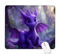 Purple Small Mouse Mat 11.42×9.45×0.12 in,2026 New Year Gaming Mousepad Dragon Mini Desk Pad with Non-Slip Base and Stitched Edge,for Wireless Mouse,Laptop,Office Home,Washable,Roll-up,Gift Men D-716