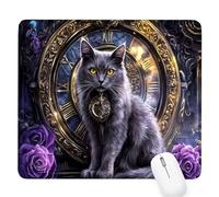 Purple Small Mouse Mat 12.60×10.24×0.12 in,2026 New Year Gaming Mousepad Cat Mini Desk Pad with Non-Slip Base and Stitched Edge,for Wireless Mouse,Laptop,Office Home,Washable,Roll-up,Gift Men D-394