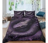 Purple Snake Super King Duvet Cover Set 3D Printed Lavender Bedding Set Ultra Soft Microfiber Quilt Cover 220x260 cm for Double Bed with 2 Pillowcases with Zipper C/1644