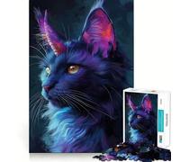 Purple Space Cat 1000 Piece Jigsaw Puzzles for Adults Jigsaw Enhance Memory Gentle Leisure Firm Cut (38x52cm)