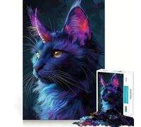 Purple Space Cat Jigsaw Puzzle 1000 Piece for Adults Brain Challenge Toy Leisure Time Clear Cut Amazing Present (50x75cm)