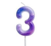 Purple Space Galaxy Birthday Candles Galaxy Themed 3rd Birthday Number Candle Cake Toppers for Girls Boys Kids Starry Night Sky Themed Party Decorations Supplies, Number 3