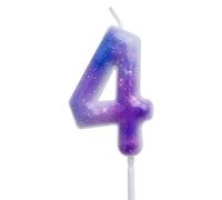 Purple Space Galaxy Birthday Candles Galaxy Themed 4th Birthday Number Candle Cake Toppers for Girls Boys Kids Starry Night Sky Themed Party Decorations Supplies, Number 4