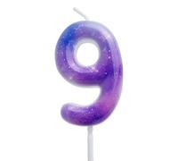 Purple Space Galaxy Birthday Candles Galaxy Themed 9th Birthday Number Candle Cake Toppers for Girls Boys Kids Starry Night Sky Themed Party Decorations Supplies, Number 9