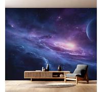Purple Space Wallpaper - Starry Sky Cosmic Wall Mural 250x175 cm (W x H), Non-Woven Photo Wallpaper Mural for Bedroom, Living Room, Hallway, Home Decor Y&W60