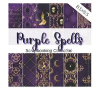 PURPLE SPELLS: Shades of purple decorative paper set for Halloween | Witches and witchcraft magic inspired decorative pages collection with pentacles, ... for DIY project, collage, crafts, journaling