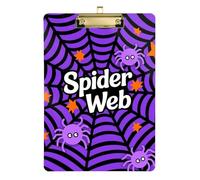Purple Spider Halloween Stripe Acrylic Compact clipboard Standard Letter A4 Size Waterproof for 5th Grade Classroom Essentials for Teachers Gold 12x9in Tabla para escribir con Clip