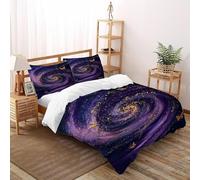 Purple Spiral Bedding Set Theme Bedspread Starry Sky Theme Duvet Cover Set Microfiber Comforter Cover Universal for All Seasons Pillowcase Double（200x200cm）