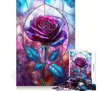 Purple Stained Glass Rose 1000 Piece Jigsaw Puzzles for Teenagers Jigsaw Smart Game Warm Time Image Assembly Lovely Gift (38x26cm)