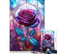 Purple Stained Glass Rose Jigsaw Puzzles for Adults 1000 Piece Mind Puzzle Slow Enjoy Image Assembly Perfect Present (38x52cm)