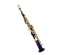 Purple standard Bb straight soprano saxophone brass body carved keys with suspender gloves Beginner Saxophone