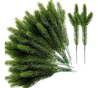 Purple Star 10x2.5 Inch Artificial Plants Pine Needles Green Pine Needles Branches Garland,Fake Greenery Pine Picks for DIY Christmas Garland Home Garden Decoration (45pcs)