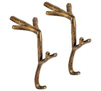 PURPLE STAR 1N 2 Pcs Brown Cast Iron Christmas Stocking Hangers for Mantle - Multi-Use Stocking Hook with Non-Slip Pad
