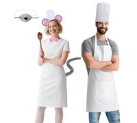 PURPLE STAR 1N 6Pcs/8Pcs Halloween Chef Mouse Costume Set, Cartoon Rat and Chef Cosplay Costume, Mouse Headband Nose Spoon, Gray, Pink, White, Default
