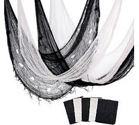 Purple Star 5 PCS Halloween Creepy Cloth,Scary Spooky Cloth Creepy Gauze,30 x 72inch Freaky Loose Weave Creepy Cloth Fabric Scary Spooky for Halloween Party Decoration (3 Black + 2 White)