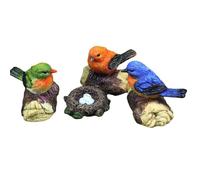 Purple Star Miniature Birds 4 Pack Tiny Birds Little Mini Resin Animals Figures Fairy Garden Accessories Plastic Bird Figurines Small Garden Ornaments Outdoor Statue Decorations Gifts Brown
