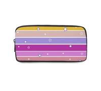 Purple Star Stripe Travel Pencil Case with Zip Up School Pencil Cases Pen Organiser Stationery Supplies Secondary High School College Sixth Form Stationery Gifts for Women Men