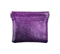 Purple Starry Bright Shining PU Leather Small Coin Portable Mini Card Holder Wallet for Woman Girl